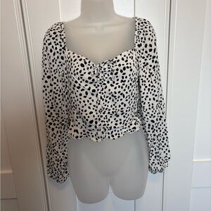 Altar'd State Black and White Spotted Blouse